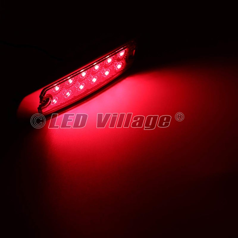 Ledvillage ليد فيليدج 20 قطعة 6.4 بوصة رفيعة حمراء LED مستطيلة ضوء علامة جانبية مع مصباح إشارة توقف فرامل مواقف كروم للشاحنات الثقيلة RV مقطورة سحب UTE 12V DC BB12 - Image 4